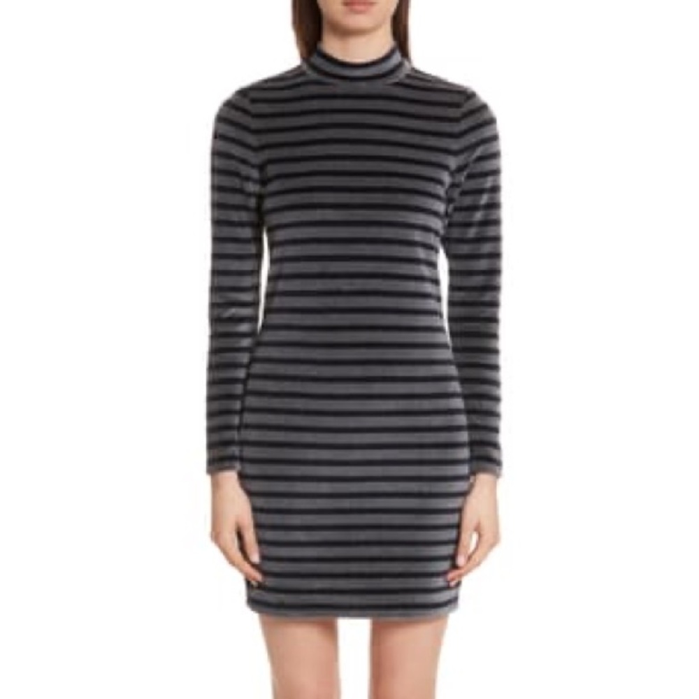 Charcoal Grey and Black Striped Tunic Dress